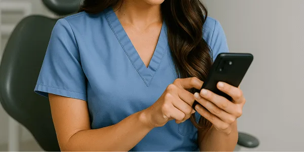 Dental Hygienist on a Phone