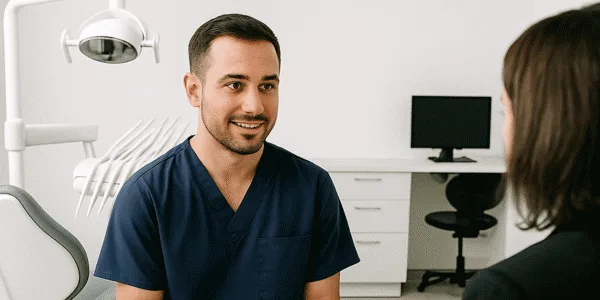 dental assistant being interviewed