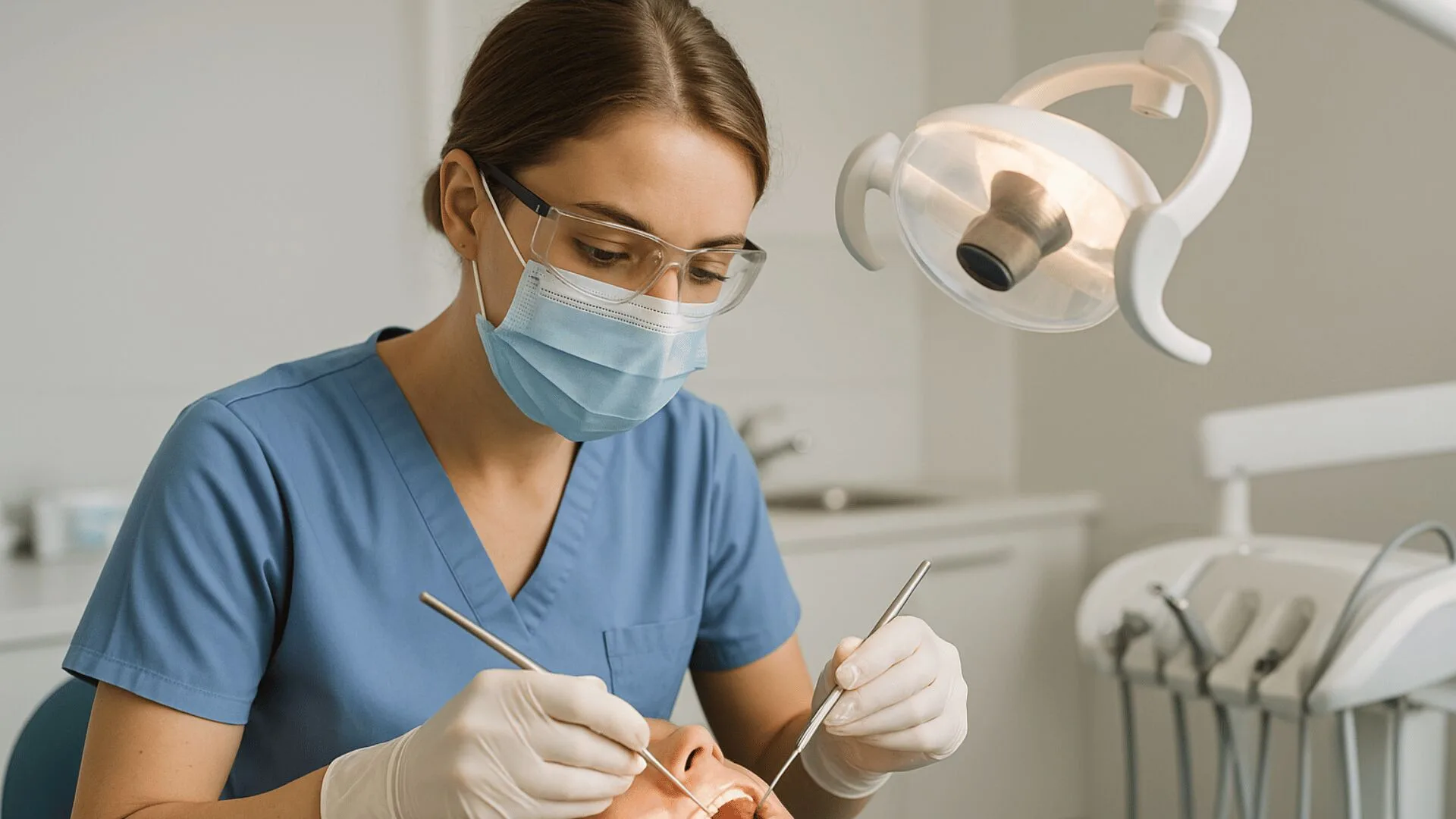 Dental Hygienist working on a patient